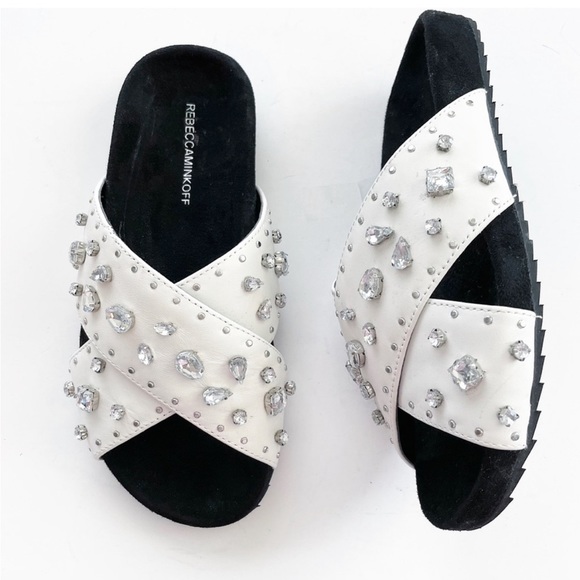 Rebecca Minkoff Theo Jewel White Slide Sandal - Picture 5 of 11